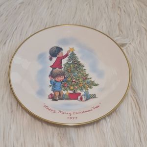 1974 Gorham Fran Mar Moppets ' Happy Merry Christmas Tree ' Plate
